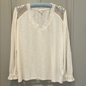 Lucky Brand Embroidered Ruffle Top